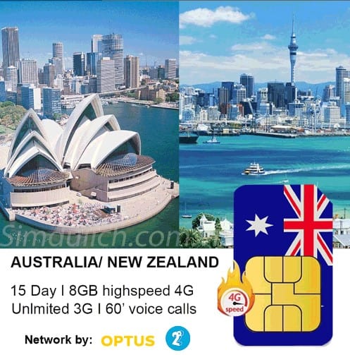 Australia/ New Zealand Travel Sim 15 Day
