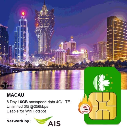 Macau Travel Sim 8 day 6GB