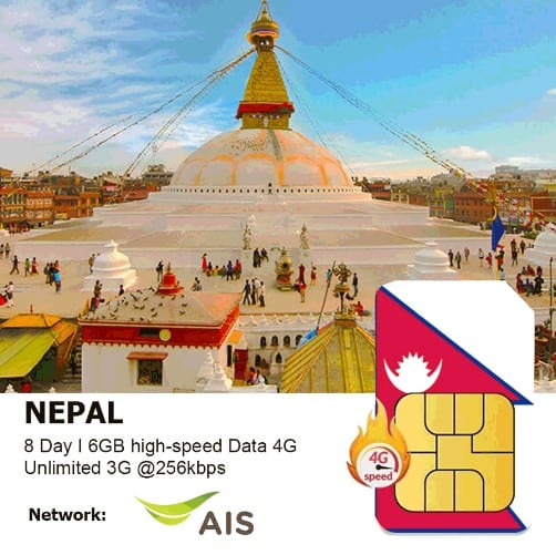 Nepal travel sim 8 days 6GB