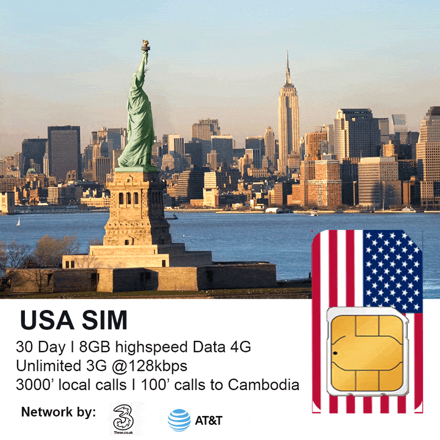 USA 30 Day UNLIMITED DATA TALK TEXT AT&T Travel Prepaid SIM Card