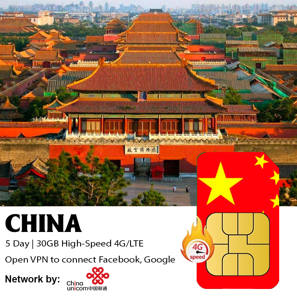 China Travel Sim 5 Day 30GB