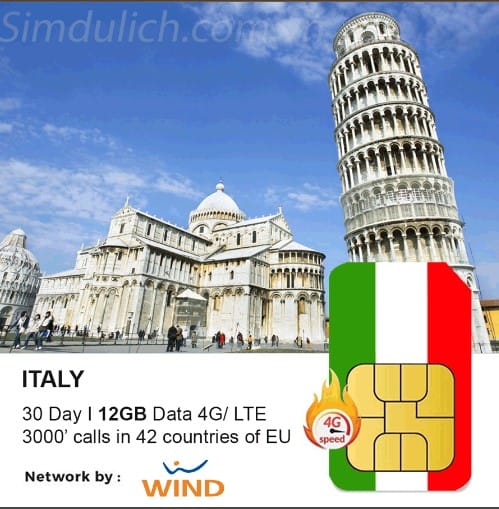 Italy 4G travel sim 30 days