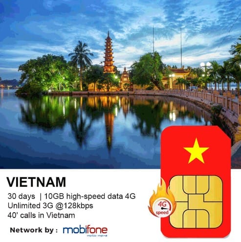 Vietnam travel sim card 30 day 10GB data highspeed 4G